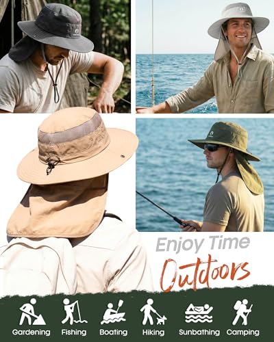 Image of FURTALK Sun Hats for Men Women Fishing Hat with Neck Flap UPF Protection