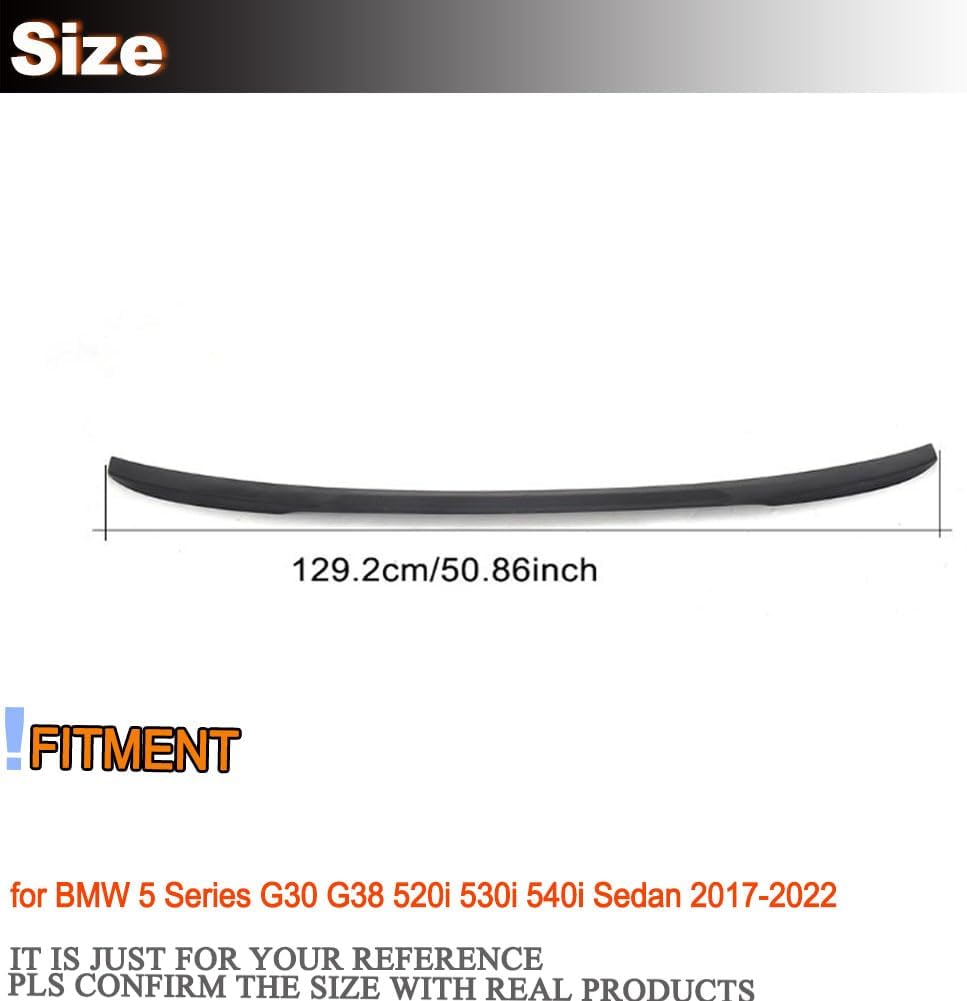 G30 Rear Spoiler fits for BMW 5 Series G30 G38 520i 530i 540i Sedan 2017-2020 Matte Blakc Fiberglass Trunk Highkick Spoiler Wing