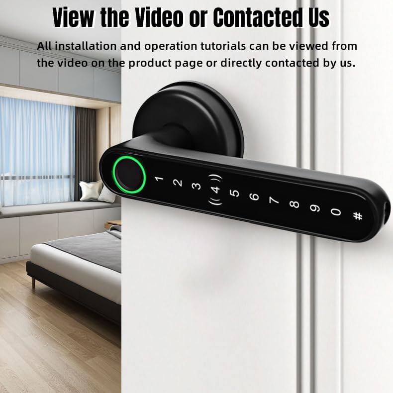 Miniatura 6 de GOLDENKEY Cerradura de puerta de huellas dactilares,Cerrojo electrónico,Cerradura de puerta sin llave,Cerradura de puerta biométrica,Cerradura de