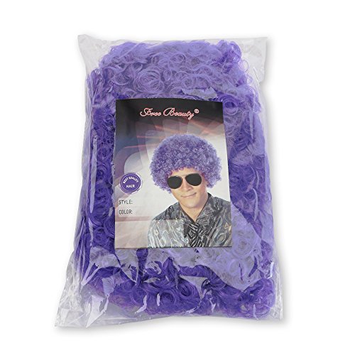 Image of FREE BEAUTY Fluffy Afro Synthetic Clown Wig for Men Women Cosplay Anime Party Christmas Halloween Fancy Funny Wigs (Purple)