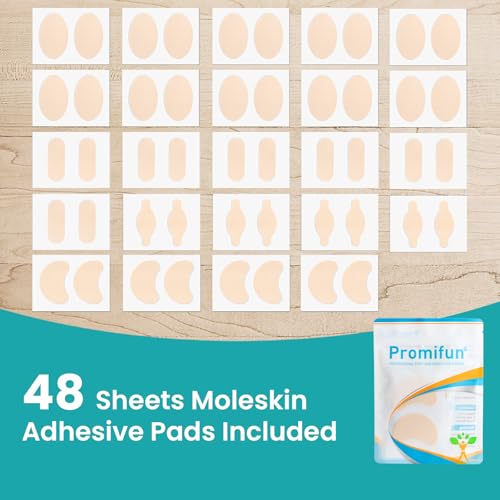 Image of Promifun Moleskin Strips with Adhesive Blister Prevention Pads 48Pcs,Beige