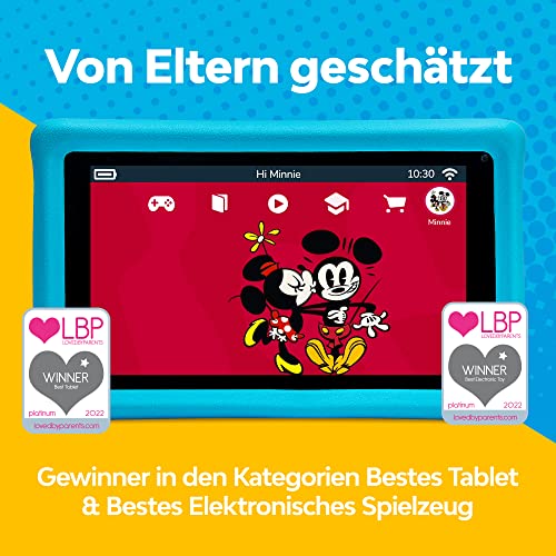 Pebble Gear Kinder Tablet - Disney Micky Maus, offiziell Lizenziertes Kids Tablet mit Hülle, kindersichere Kontrollfunktionen, 7 Zoll, 500+ Spiele, Disney Apps & E-Books, 16GB