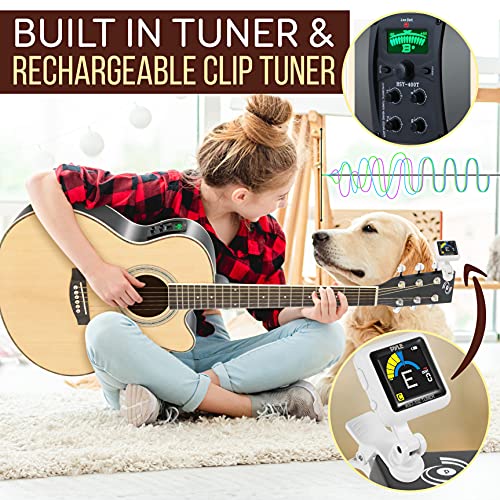 Pyle Cutaway Acoustic Electric Guitar Kit, 3/4 Scale Spruce Wood Steel String Instrument W/ Gig Bag, 36" #TOP6