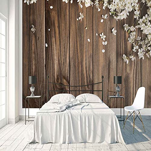 Papier peint 3D salon fleurs blanches moderne auto-adhésif 150x105 cm - 4