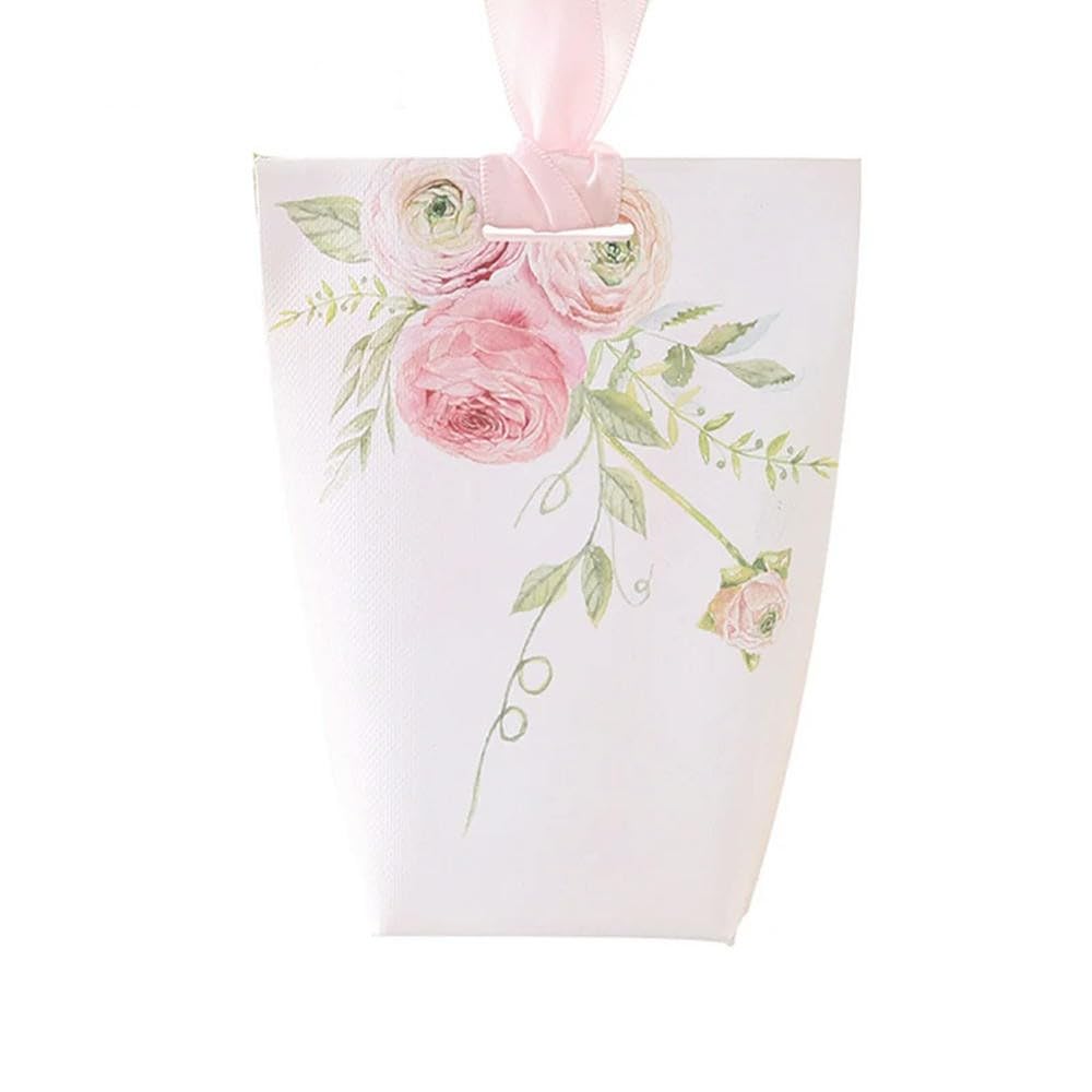 50/100 cajas de regalo de boda, cajas de papel para regalos de baby shower, cajas de dulces con flores rosas