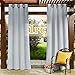 Produktbild PONY DANCE Garten Vorhang Verdunkelung - Outdoor Gardinen Blickdicht Balkon Thermo Vorhänge Wasserdicht Dekoschal Gardine Sonnenschutz, 1 Stück 274 x 132 cm (H x B), Grau-Weiß