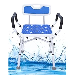 Shower Chair for Inside Shower, BRITULIF Shower Chair with Arms and Back, 6 Height-Adjustable Options Shower Chair for Elderly and Disabled with Durable Aluminum Tubing, Ideal for Elderly, Senior