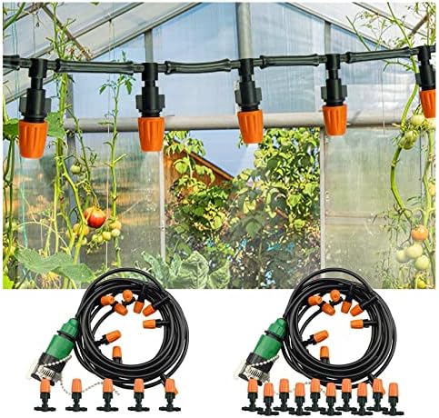 SSZMDLB Mist Irrigation Kits Accessories with 16ft/32ft 1/4” Blank Distribution Tubing Hose & 5pcs/10pcs Misters Plants Watering System for Garden Patio Automatic Irrigation Equipment
