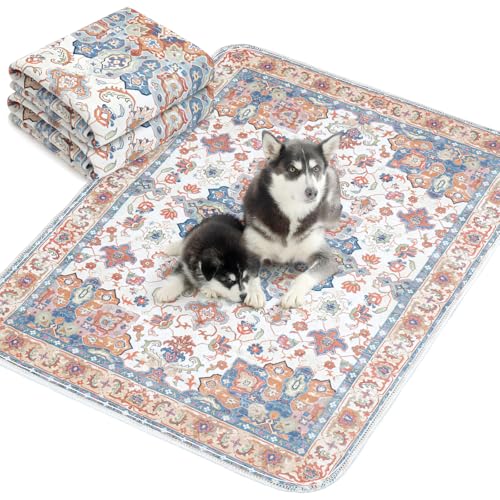 ULIGOTA洗える ペットシーツ 犬 猫用 洗えるペットマット おしっこマット ペットマット エスニック柄 下敷きマット 洗える 速乾 繰り返し使える（152×122cm 2枚セット ベージュ）