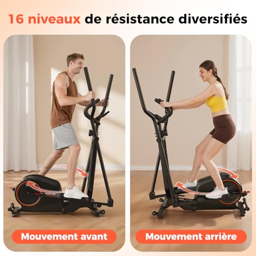 YOSUDA Vélo Elliptique Pliable pour la Maison – 16 Niveaux de Résistance, Ultra Silencieux pour Le Cardio, Écran LCD et roulettes de Transport – vue 3