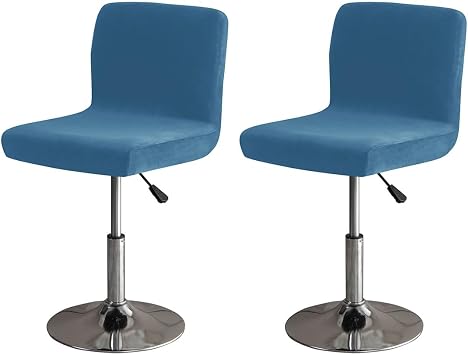 Bar Stool Covers with Back Velvet Slipcovers, Stretch, Counter Height, Blue, Set of 2