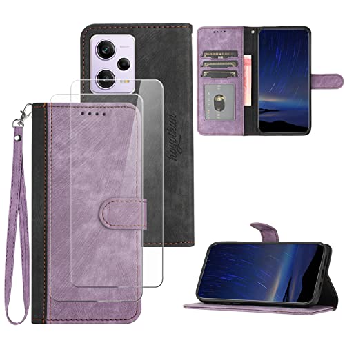 Flip Custodia Premium per Redmi Note 12 Pro 5GNot per note 12 Pro +2 Pezzi Vetro Temperato .Custodia Sottile per Telefono pelle sintetica