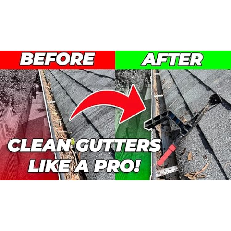 Gutter Cleaning Tool with Threaded Design to Attach to Standard Poles, Gutter Cleaning Spoon and Scoop with Hook to Clean Leaves and Debris Under Gutter Hangers, Multi-Use Tool- Made in USA