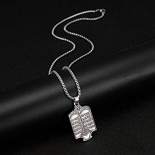 Vintage Plated Jewish Torah Scroll 10 Commandments Hebrew Silver Color Pendant Necklaces Charm Ethnic Jewelry Gift2