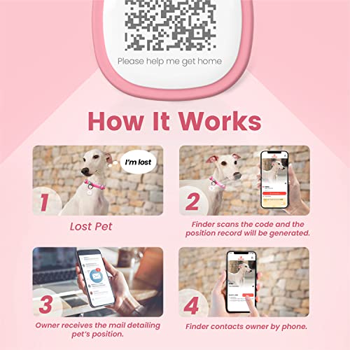 Pawaii Silent Silicone Dog ID Tag, Modifiable Pet Online Profile and Emergency Contacts, Scan QR for Instant Location Alerts, 1 Pack (Pink) - Image 4