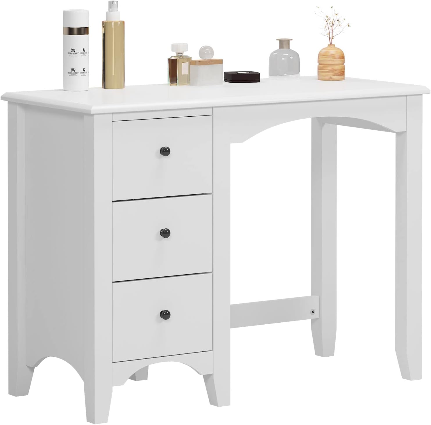 sogesfurniture 37.4inches Makeup Vanity Table with Drawers, Computer Desk, Writing Study Desk for Home Office, Dressing Table, White