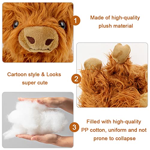 IOSCDH High-LAN-d Cow Soft Toy Plush Toy,Cow Kuscheltier,hochlandrind Kuscheltier,Flauschiges Plüschtier, für Kinder Mädchen Junge Fans Geburtstag Geschenk,zum Spielen,Sammeln & Kuschel