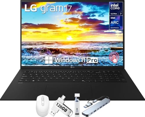 LG Gram 17 Touchscreen Laptop Copilot+ PC, 17' WQXGA Display, Intel Ultra 7 Series 2 258V, 32 GB RAM, 1 TB SSD, Intel Arc Graphics, Backlit, Wi-Fi 7, Windows 11 Pro