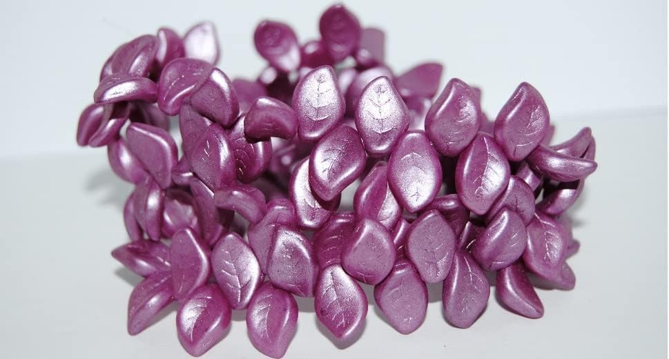 200 pcs Ovate Leaf Pressed Glass Beads, 70020 (70020), Glass, Czech Republic, Size 9 x 14 mm (0.35 x 0.55 in)