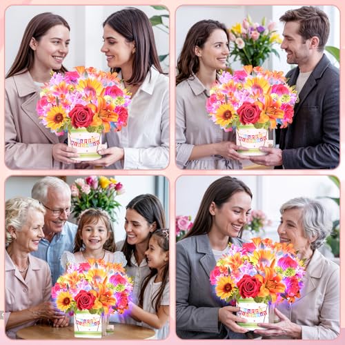 Yinqing Birthday Cards for Women,Music and Light 10Inch Sunflower Bouquet - Image 4