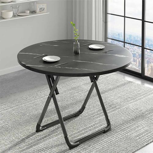 Mesa de jardín plegable redonda portátil de 60/70/80 cm, moderna mesa de café y comedor minimalista con patas de metal para uso en interiores y exteriores, ahorra espacio, diseño ligero