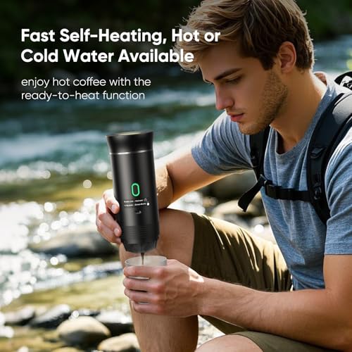 Image of Portable Espresso Machine, Travel Coffee Machine for Camping, Car Self-Heating Coffee Maker with USB-C,Compatible With Ground Coffee & NS Capsules, Portable Espresso Maker for RV, Home, Hiking