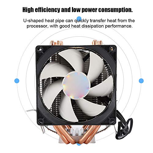 Garsentx Ventola di Raffreddamento CPU 4 Radiatore di Raffreddamento CPU 3pin 12VDC Radiatore di Raffreddamento con Magic Light per CPU Intel/AMD