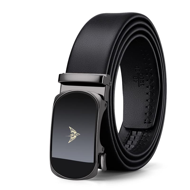 Image of Mens Leather Ratchet Dress Belt for men Automatic Buckle with Gift Box