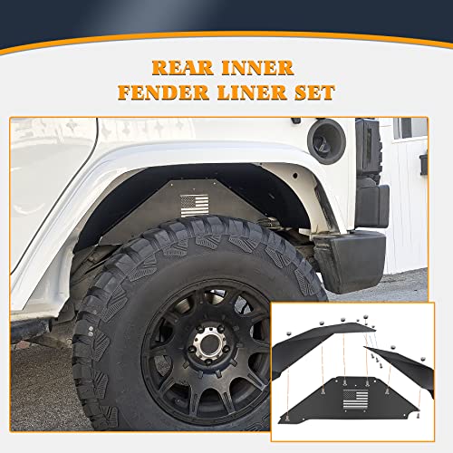 V-Sek Front & Rear Inner Fender Liner Wheel Well Set Aluminum Mud Guards Fashion Pattern Compatible With Jeep Wrangler Jk Jku Unlimited 2007-2018 Black #TOP5