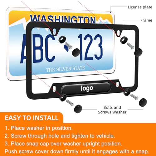 License Plate Frames for Mercedes-Benz, 2 Pack Car License Plate Bracket Holder, Black Premium Aluminium Alloy Weather Proof with Screw Caps Cover Set Car Accessories - Image 5