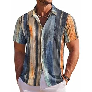 COOFANDY Men’s Hawaiian Shirt Short Sleeve Floral Button Down Shirts Tropical Holiday Beach Shirts