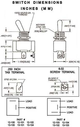Off / On 20 Amp Sand Sealed Toggle Switch With Tab Terminals