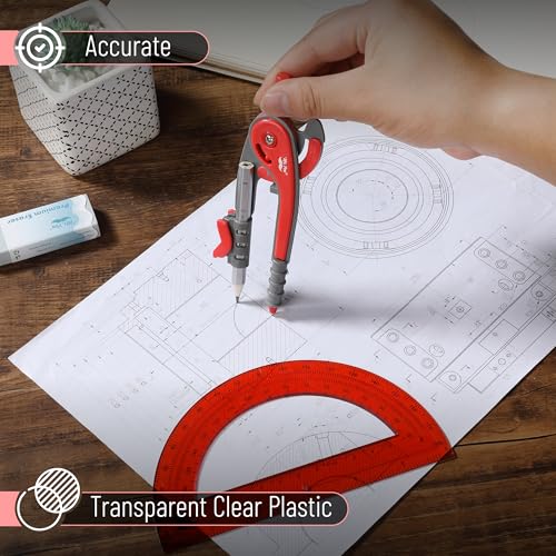 Mr. Pen - Conjunto de bússola e transferidor, kit de geometria, conjunto de transferidor de bússola,