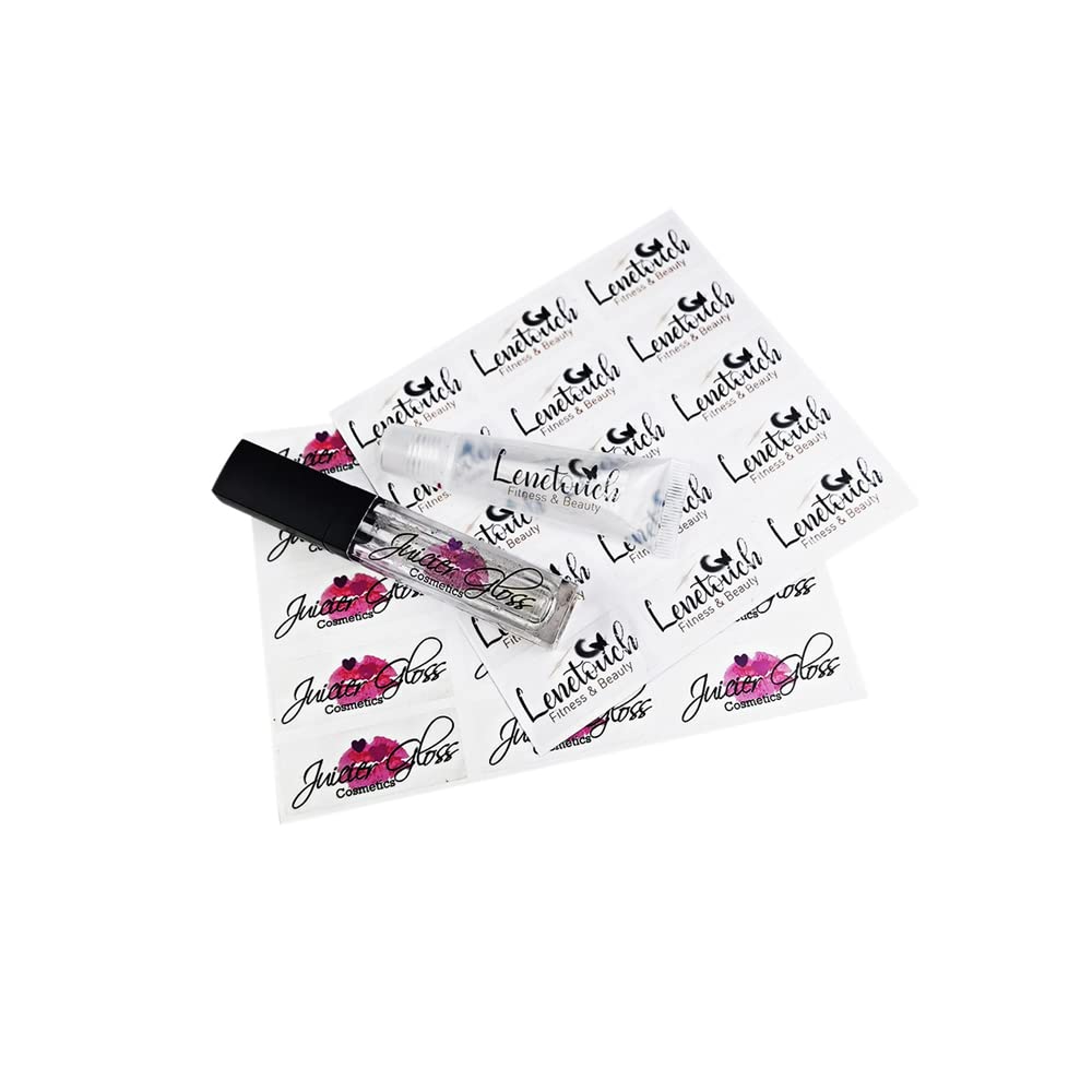 100 Pcs Customized Lip Gloss Tubes Stickers Lip Gloss Tube Labels Customize Personalized Lip Gloss Tubes Waterproof Sticker Cosmetic Label (4.5*1.7CM)