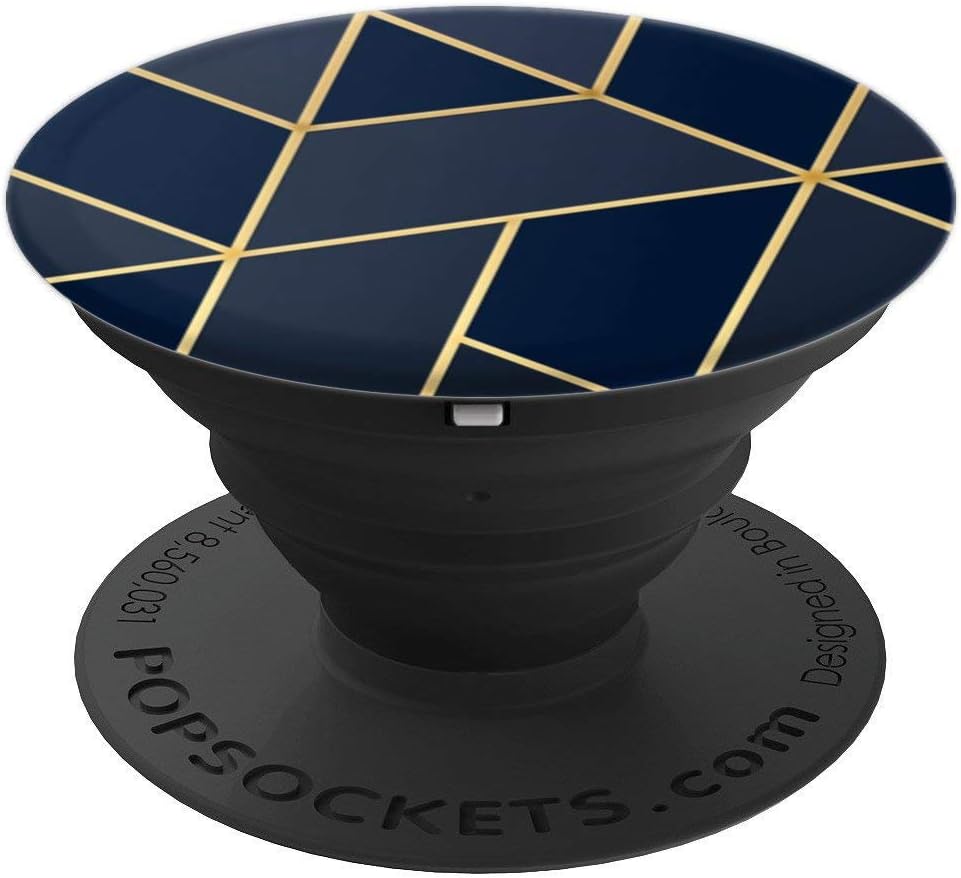 Dark and Light Navy Blue and Golden Geometric Design PopSockets Swappable PopGrip