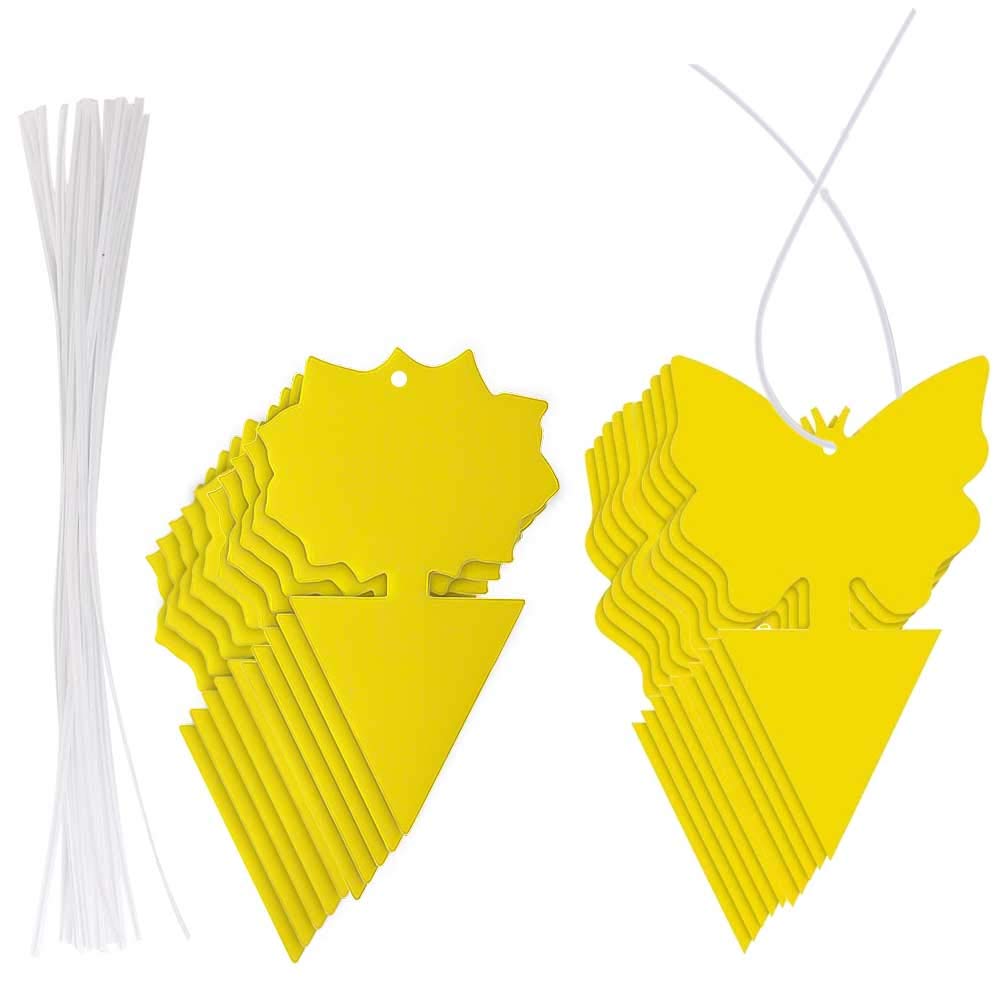 Jaspond 20 Pcs Yellow Sticky Fly Traps, Double Sided Fly Paper Sticky Catcher, Fly Trap Bug Catche with Hanging Wire, Sticky Traps for Insects, Gnat Trap for Fungus Mosquitos