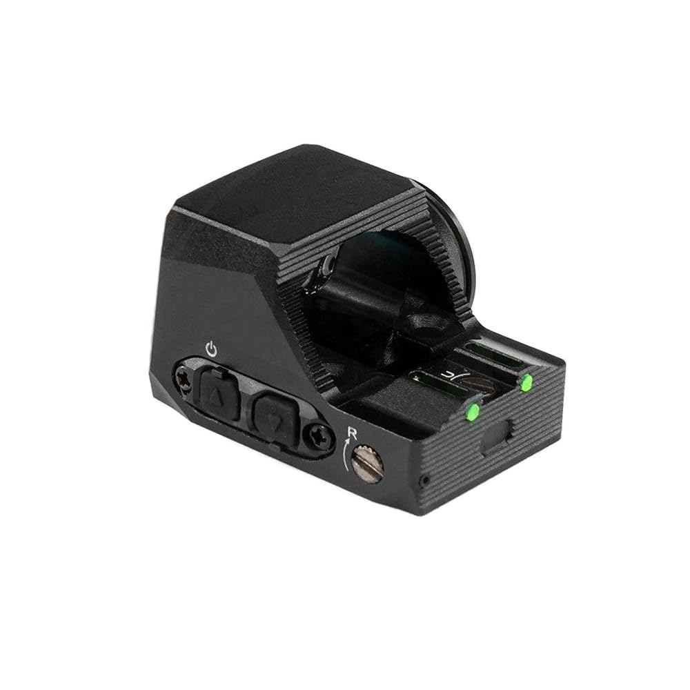 R-X - Mira de punto verde de 1 x 24 mm con mira trasera de fibra óptica y soporte de riel Picatinny para pistola de caza, Shake Awake