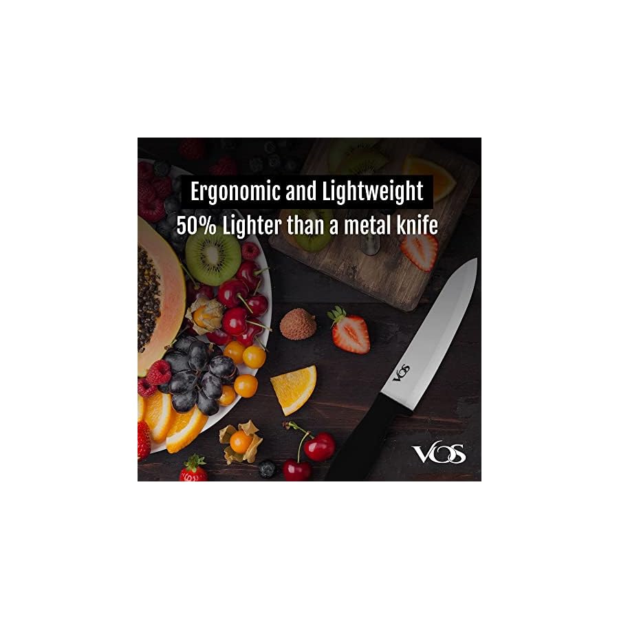 Vos-Ceramic-Knives-for-Kitchen-Three-Knife-Set-With-3-Covers-a-Peeler-and-a-Gift-Box-Black Vos Ceramic Knife Set, Ceramic Knives Set For Kitchen, Ceramic Kitchen Knives With Peeler, Ceramic Paring Knife 3", 4", 6", Inch Black