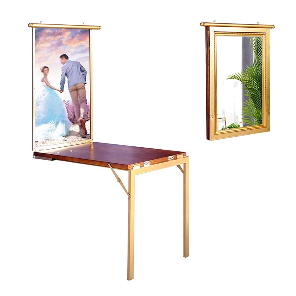 XYSM Mesa De Comedor Plegable De Pared, Mesa De Computadora Escritorio Oculto Plegable, Mesa Multifuncional De Pared De Madera Maciza Creativa De Hierro Forjado, Mesa De Almacenamiento