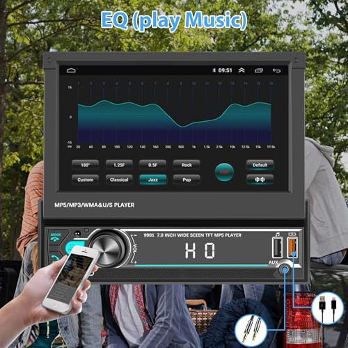 Radio para auto con pantalla táctil desplegable de 7 pulgadas miniatura 5