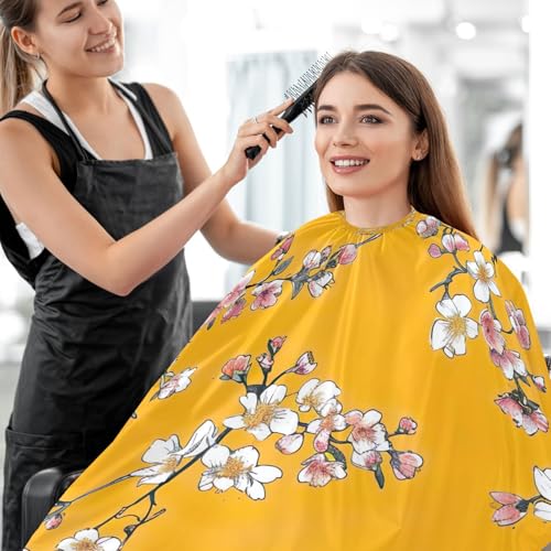 Capa de Corte de Pelo Profesional Impermeable con Diseño Floral Naranja miniatura 7