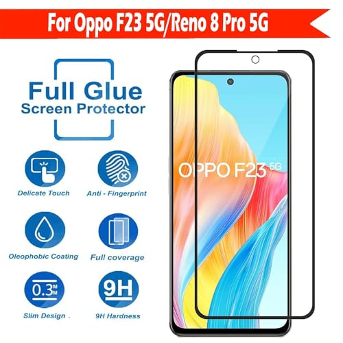 Image of Tempered Glass for OPPO F23 5G - 9H Hardness, Full Coverage, Easy Installation, Bubble-Free (Pack of 1)