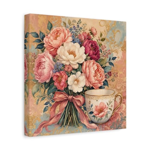 Impression Vintage Flower Aquarelle Décoration Salon Toile Carrée 30x30