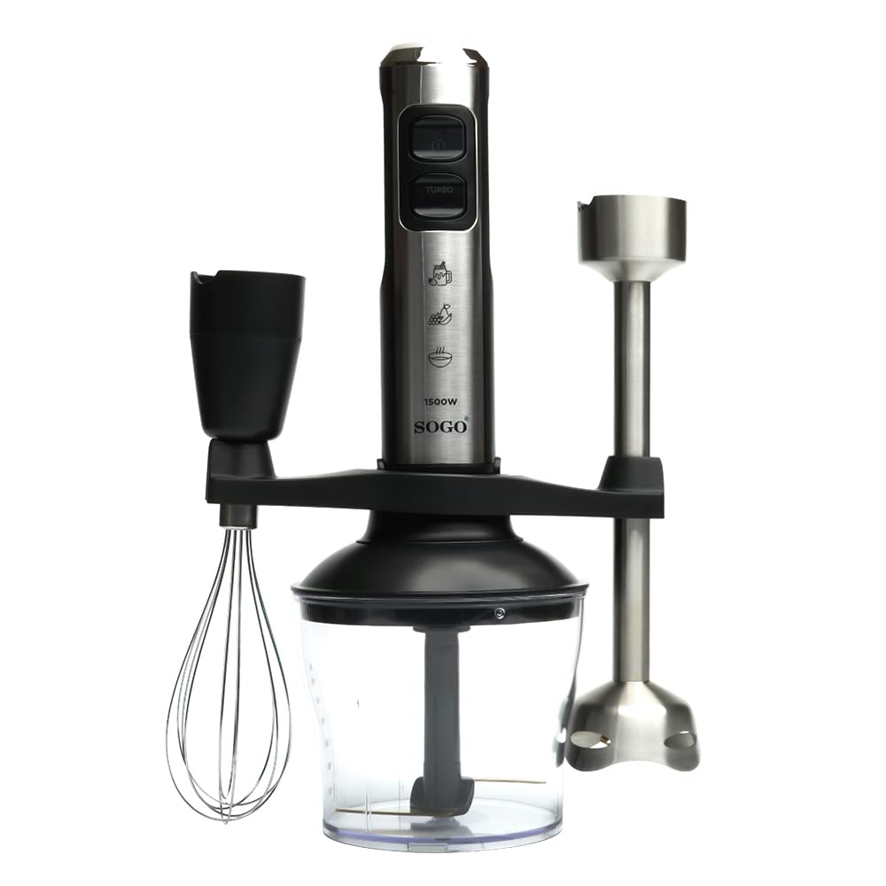 Sogo SET DE BATIDORA DE MANO DE ALTA POTENCIA Con Pie Extra Largo 1500W (SS-14480)