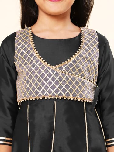 Image of A.T.U.N. (ALL THINGS UBER NICE) Girls Woven Design Gota Jacket Maxi Anarkali Gown