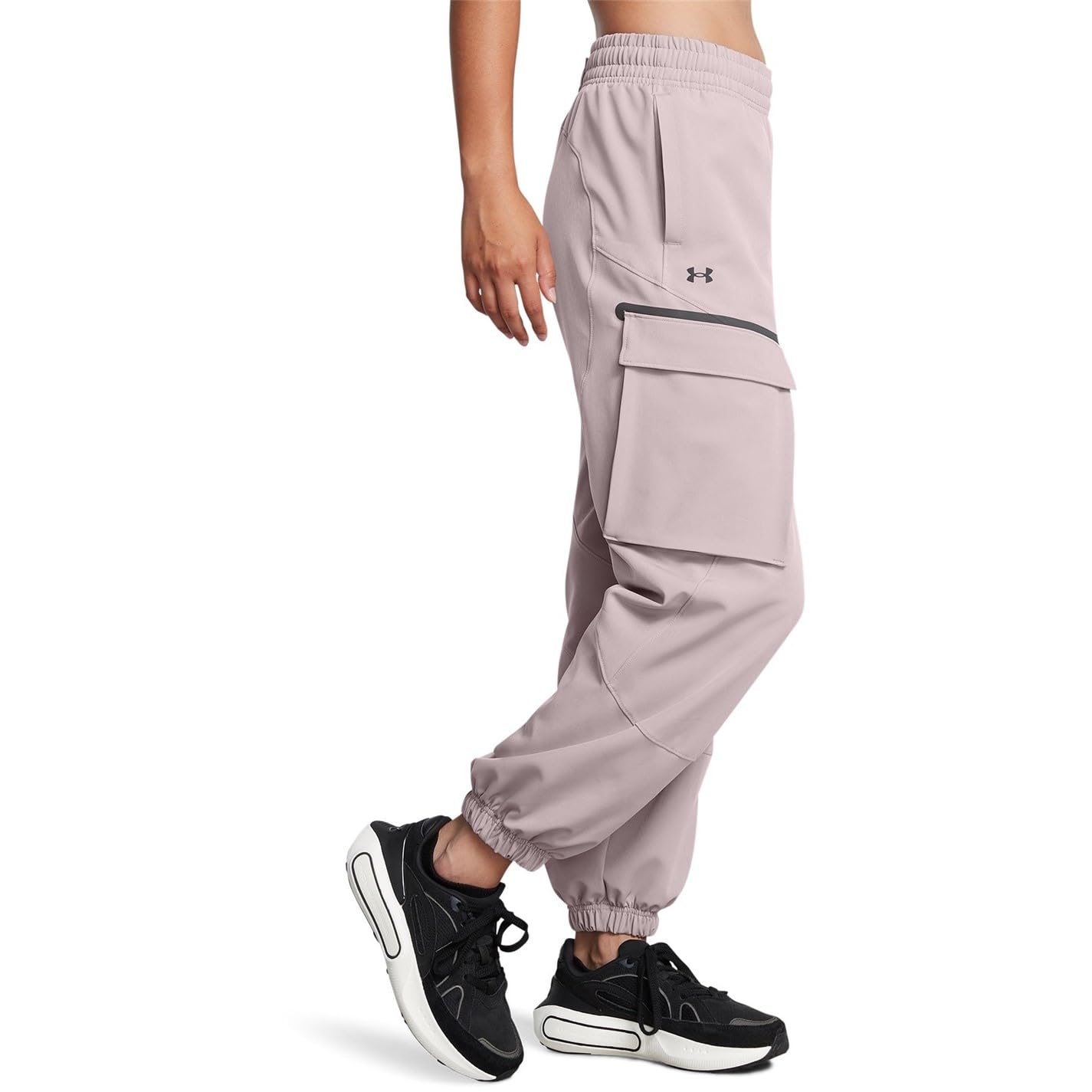 Spodnie Unstoppable Under Armour damskie fioletowe cargo high waist