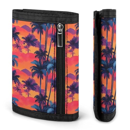 Orange Hawaiian Style Print Wallet for Men, 8 Credit Card Holder Slim Minimalist Front Pocket Small Mens Bifold Wallets2