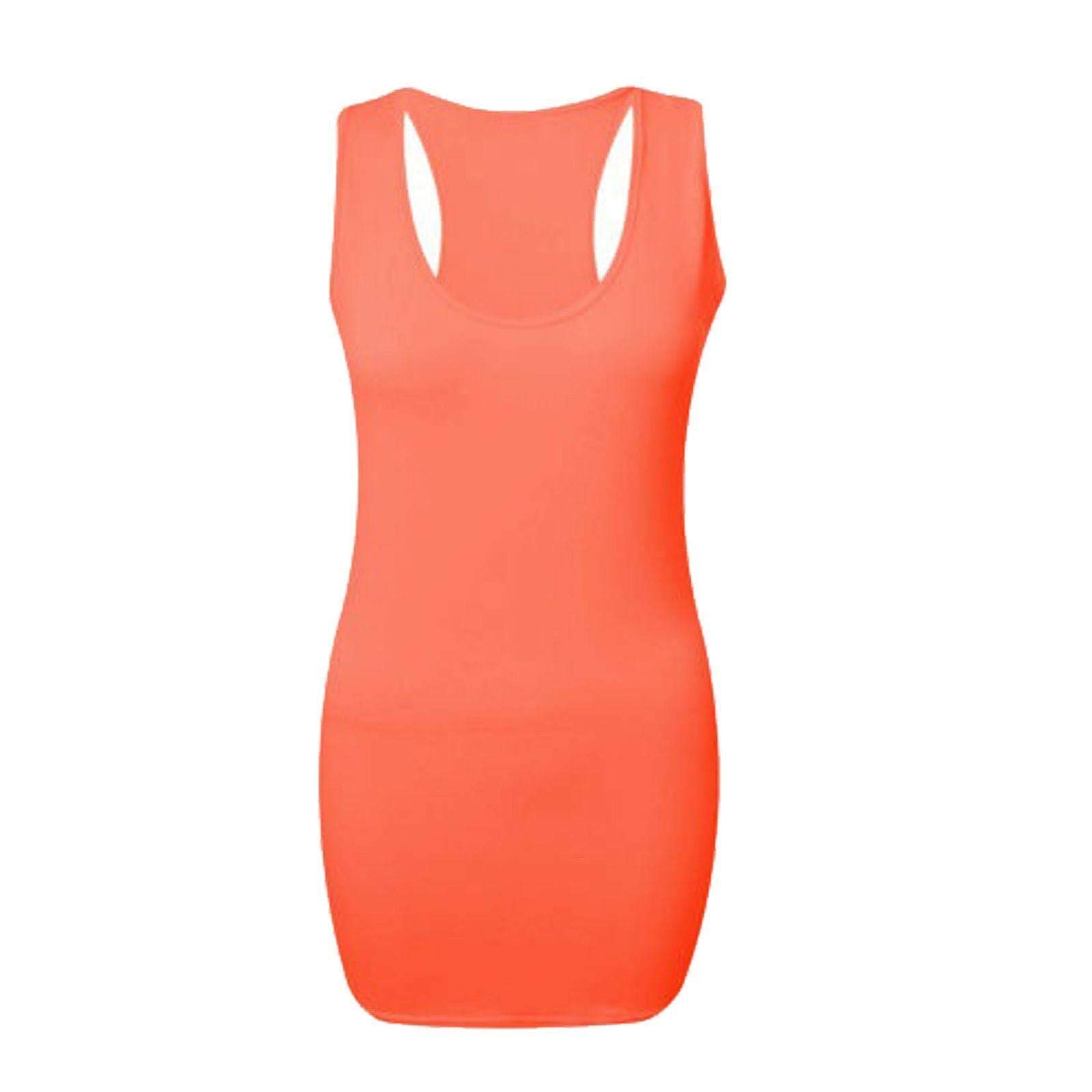 Real Life Fashion Ltd Women's Coral Plain Racer Back Vest Top#( Sleeveless Strappy Racer Back Vest Top#Uk 16-18#)