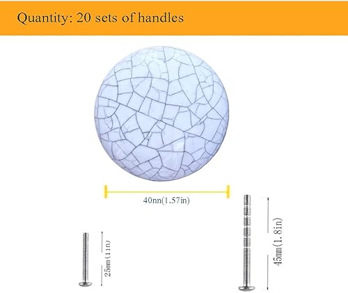 Miniatura 2 de Mou 20 pomos, tiradores de cajón, pomos de gabinete, pomos de cerámica, perillas agrietadas retro y elegantes, manijas de gabinete, manija de