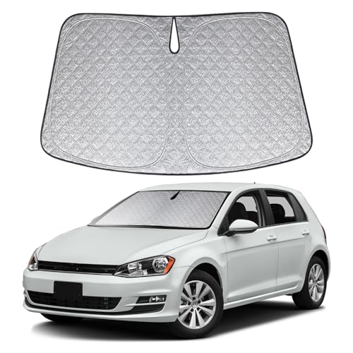 XCBYT Pare Soleil Voiture Pare Brise Avant pour VW Golf 7 2015-2021, Pliable Épaissie Brise Voiture Avant Couverture Intérieur, Protection Solaire Bloque Rayons UV
